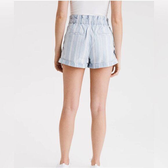 American Eagle Blue‎ & White Striped Paperbag Mom Shorts Size 16 NWOT - Picture 10 of 10